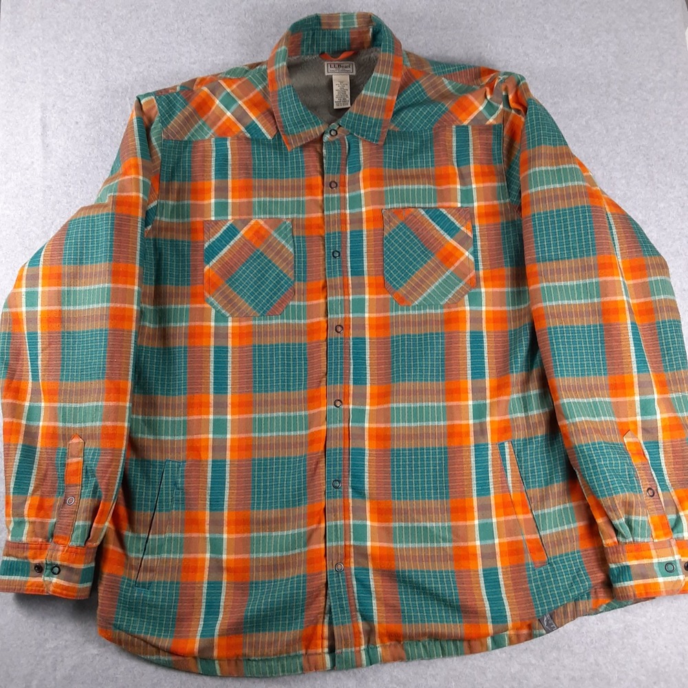LL Bean Shirt Mens XXL Tall Plaid Katahdin Performance Flannel Snap Buttons Wool